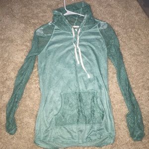 Green lace sweatshirt